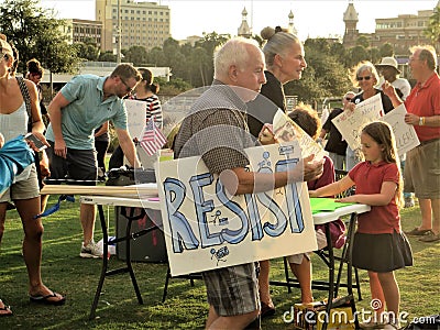 Resist sign at protest Editorial Stock Photo