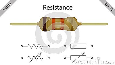 Resistor isolated electrical part vector resistor vector, Resistance electronic symbol . Vector Illustration