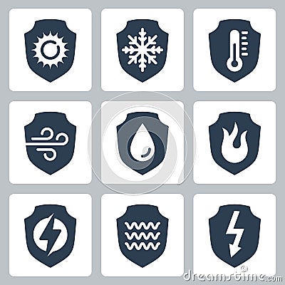 Resistance, Protection from External Influence and Guarding Related Vector Icons in Glyph Style 2 Vector Illustration