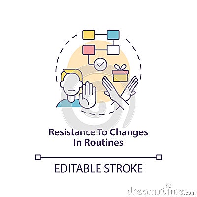 Resistance to changes in routines concept icon Vector Illustration