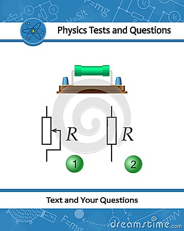 Resistor. Capacitor resistor icon with simple electrical scheme. Physical test with device having a designed resistance Vector Illustration