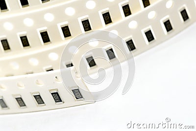 Resistor chip in SMD style Stock Photo