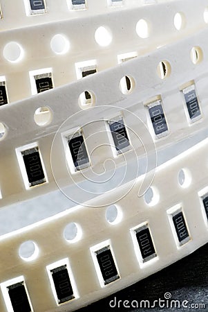 Resistor chip in SMD style Stock Photo