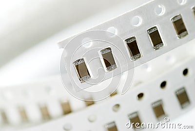 Resistor chip in SMD style Stock Photo