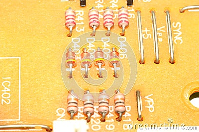 Resistors on circuit board Stock Photo