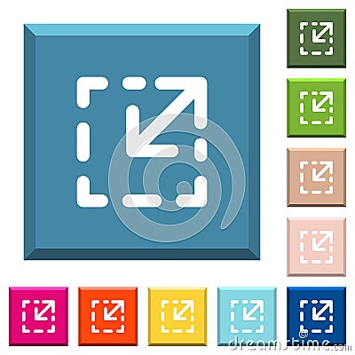 Resize element white icons on edged square buttons Stock Photo