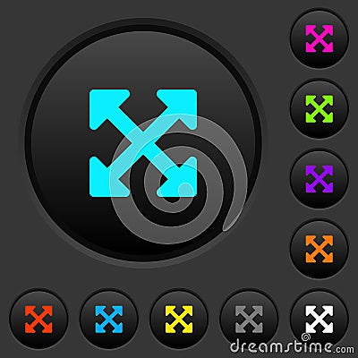 Resize full alt dark push buttons with color icons Stock Photo