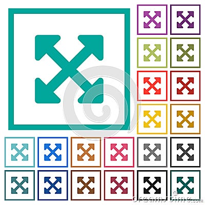 Resize full alt flat color icons with quadrant frames Stock Photo