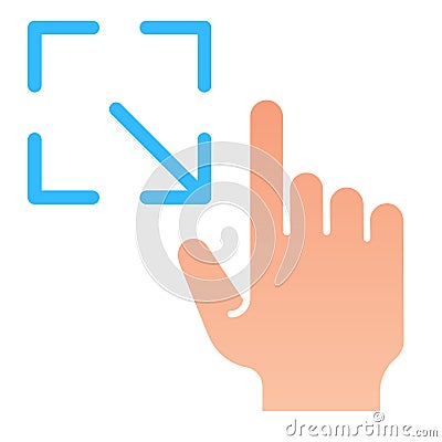 Resize gesture flat icon. Enlarge touch screen vector illustration isolated on white. Click gradient style design Vector Illustration