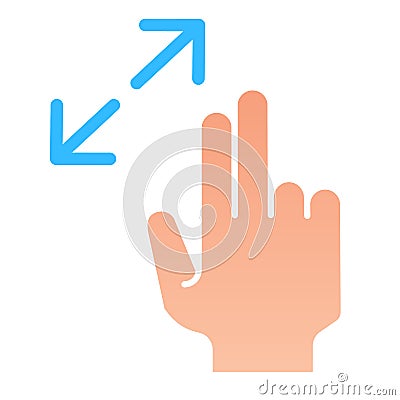 Resize gesture flat icon. Zoom in vector illustration isolated on white. Swipe gesture gradient style design, designed Vector Illustration