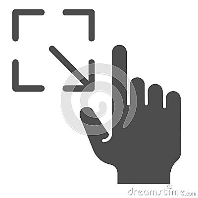 Resize gesture solid icon. Enlarge touch screen vector illustration isolated on white. Click glyph style design Vector Illustration