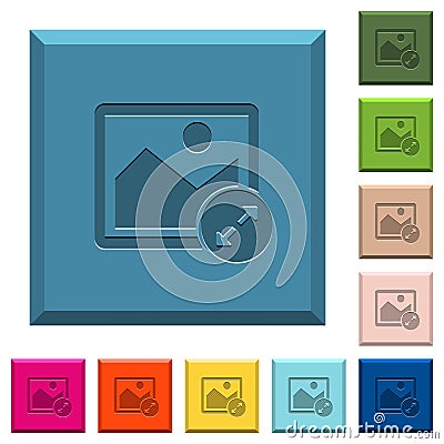 Resize image large engraved icons on edged square buttons Stock Photo