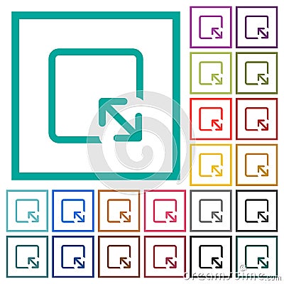 Resize object flat color icons with quadrant frames Stock Photo