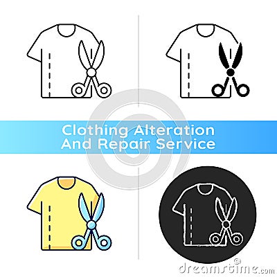 Resizing clothes black linear icon Vector Illustration