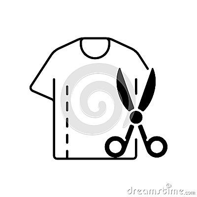 Resizing clothes black linear icon Vector Illustration