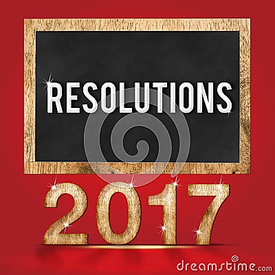 2017 resolutions wood texture number with Goals word on blackboard Stock Photo