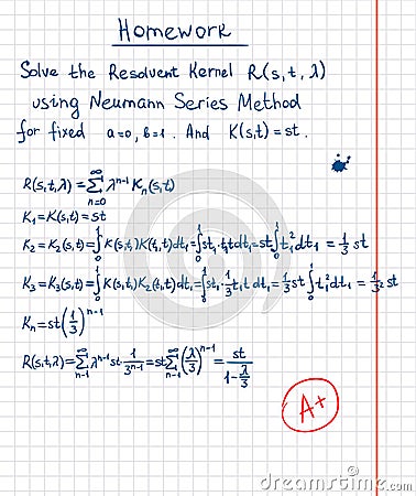 Resolvent kernel using Neumann Series method hand Vector Illustration