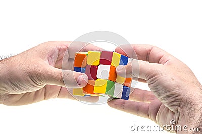 Resolving Rubik's cube Editorial Stock Photo