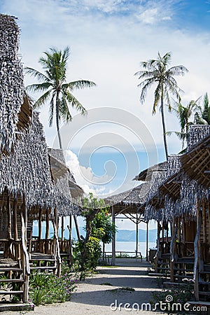 Resort with huts Stock Photo