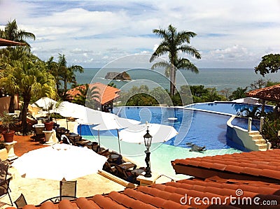 Resort overlooking ocean in Costa Rica Stock Photo