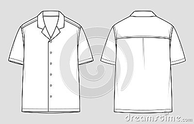 Resort shirt. Short sleeved men`s shirt. Relaxed Fit. Vector illustration Vector Illustration