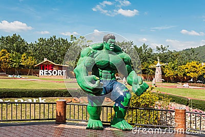 The statue of Hulk is in the resort suan phung. Editorial Stock Photo