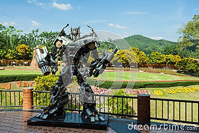 The statue of Transformer is in the resort suan phung. Editorial Stock Photo