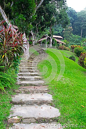Resort walkway,Resort garden Stock Photo