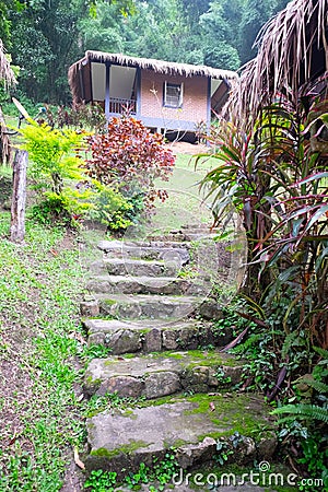 Resort walkway,Resort garden Stock Photo