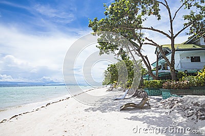 Resorts lining Dumaluan Beach in Panglao Island, Bohol, Philippines Stock Photo