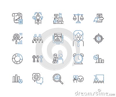 Resource checking line icons collection. Availability, Inventory, Tracking, Monitoring, Audit, Compliance, Utilization Vector Illustration