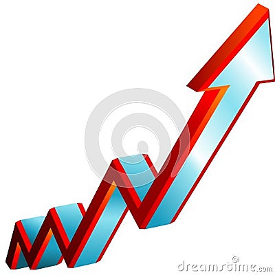 an arrow going up in a graph chart Stock Photo