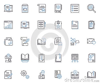 Resource management line icons collection. Allocation, Capacity, Constraint, Planning, Optimization, Utilization Vector Illustration