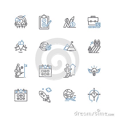 Resource metrics line icons collection. Efficiency, Utilization, Optimization, Productivity, Performance, Capacity Vector Illustration