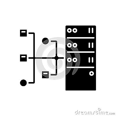 Resource server black glyph icon Vector Illustration