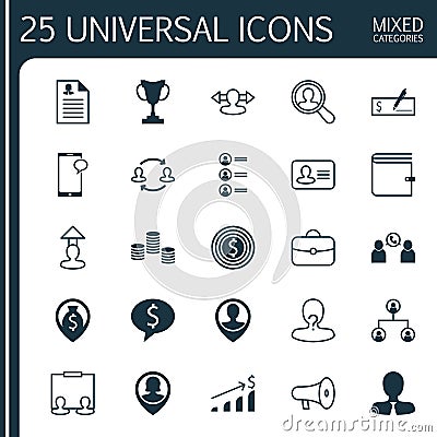 Resources Icons Set. Collection Of Wallet, Team Structure, Female Pin And Other Elements. Also Includes Symbols Such As Vector Illustration