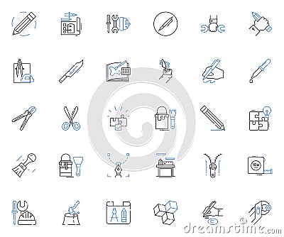 Resources line icons collection. Materials, Tools, Supplies, Equipment, Assets, Advantages, Benefits vector and linear Vector Illustration