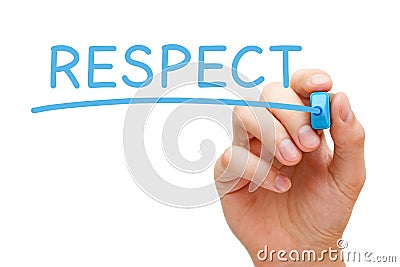 Respect Blue Marker Stock Photo