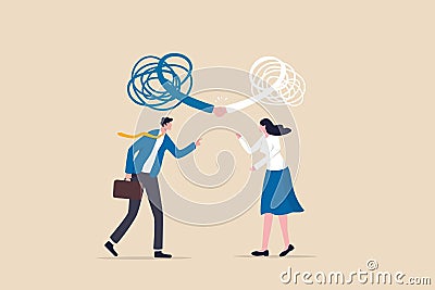 Respect different dissent, accept conflict opinion for work collaborate, professional work discussion concept, businessman and Vector Illustration