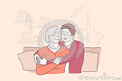 Respect for elderly people, senile persons concept Vector Illustration