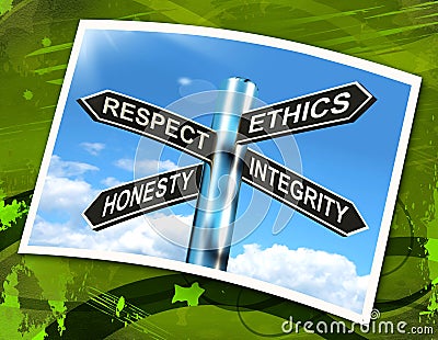 Respect Ethics Honest Integrity Sign Means Good Qualities Stock Photo