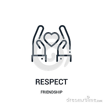 respect icon vector from friendship collection. Thin line respect outline icon vector illustration. Linear symbol for use on web Vector Illustration