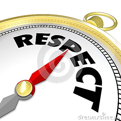 Respect Word Gold Compass Direction Earn Reputation Advice Stock Photo