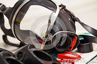 Respirator mask from the berman Fire Brigade Stock Photo