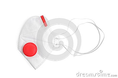 Respirator mask isolated on white, top view. Safety equipment Stock Photo