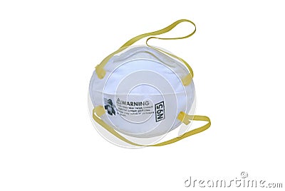 Respirator mask type n95 for breathing protection isolated over white background Stock Photo