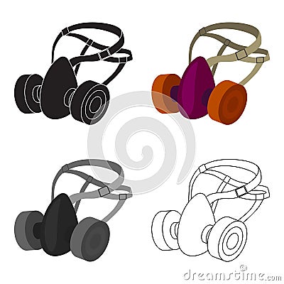Respirator for miners. Protection from dust . Equipment of miners.Mine Industry single icon in cartoon style vector Vector Illustration