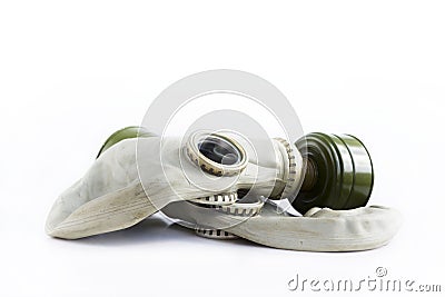 Respirator and old gas mask. concept of peace and war. a means of protection against chemical and virological weapons Stock Photo
