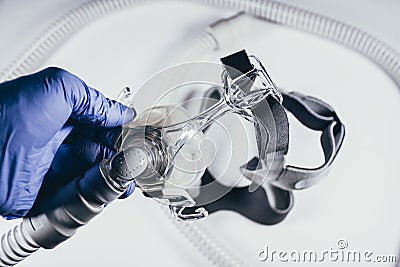 Respiratory mask for assisted breathing Stock Photo
