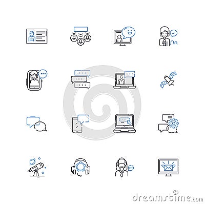 Response line icons collection. React, Answer, Feedback, Acknowledge, Reply, Counter, Retort vector and linear Vector Illustration